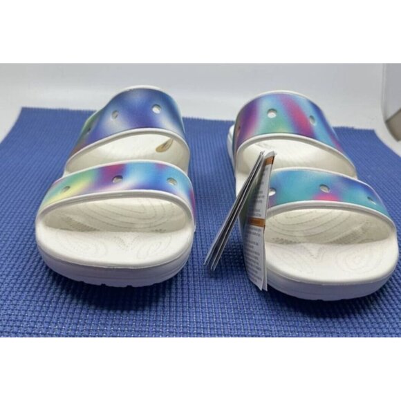 Crocs Mens Solarized Slide Sandals Multicolor Tie Dye Slip On Flat Heel 12 New - Picture 4 of 9